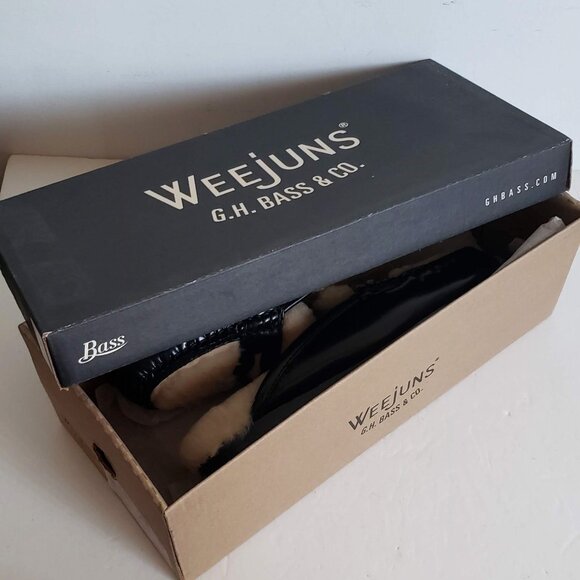 nib WEEJUNS Shearling Fur Loafer Shoes Flats Mules Clogs Bass Originals - Picture 12 of 13